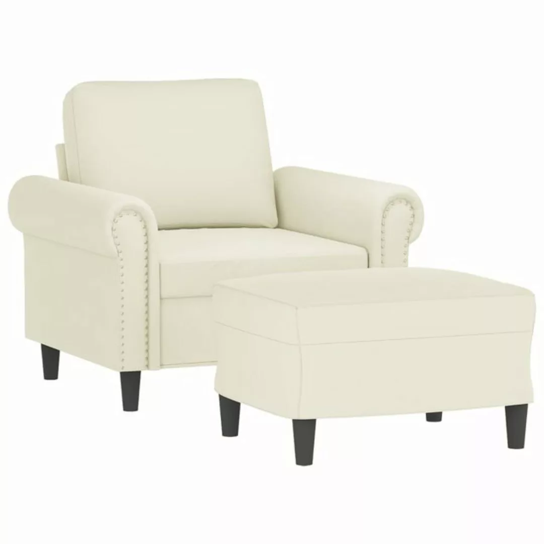 vidaXL Sofa Sessel mit Hocker Creme 60 cm Samt günstig online kaufen