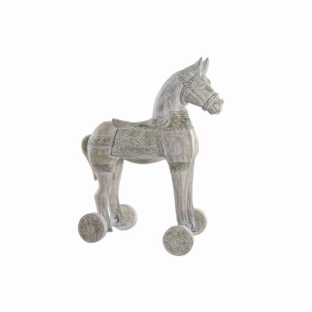 Deko-figur Dkd Home Decor 8424001847884 Pferd Antiker Finish Golden Weiß Ei günstig online kaufen