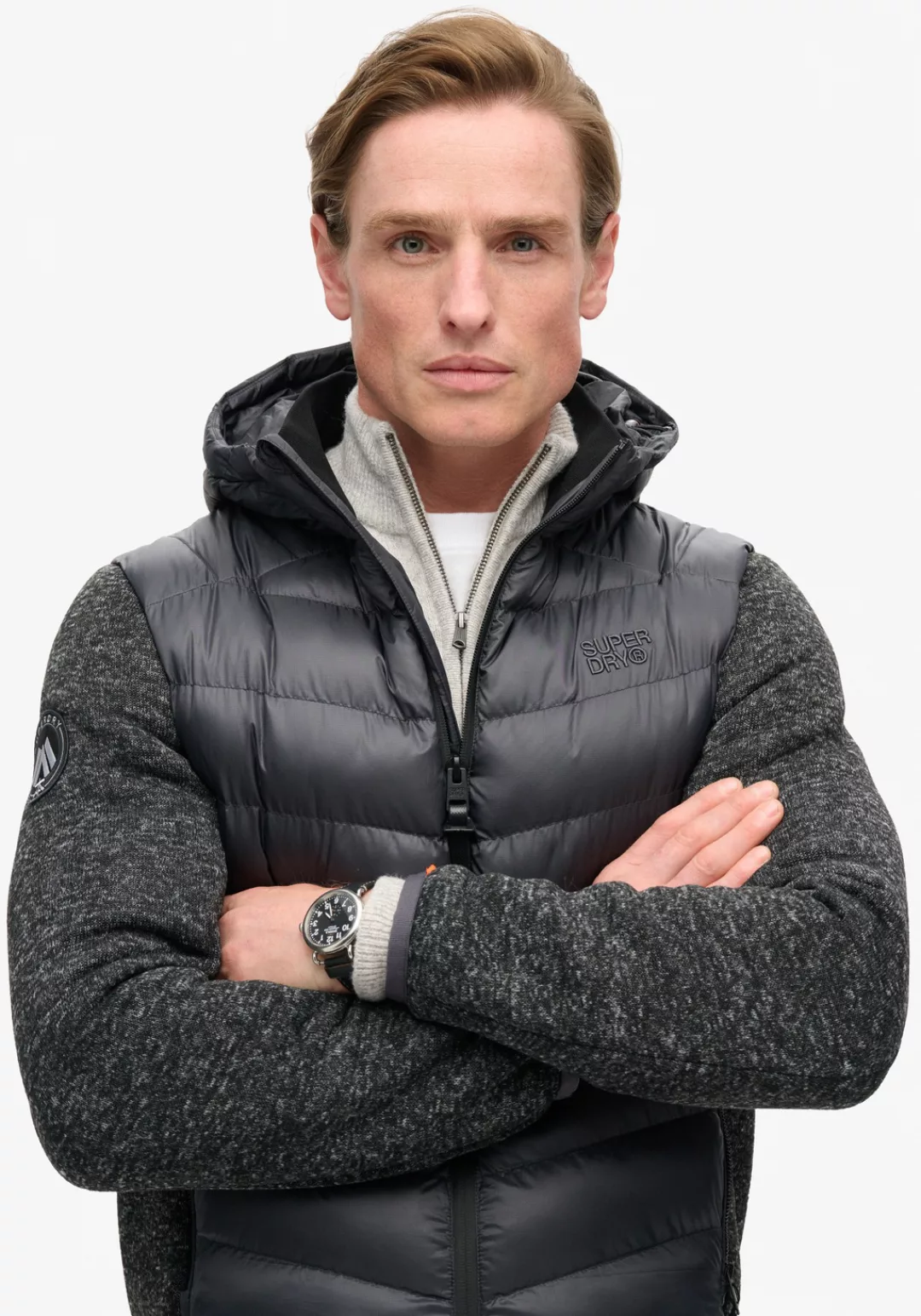 Superdry Steppjacke "Hooded Knit Storm Hybrid Jkt" günstig online kaufen