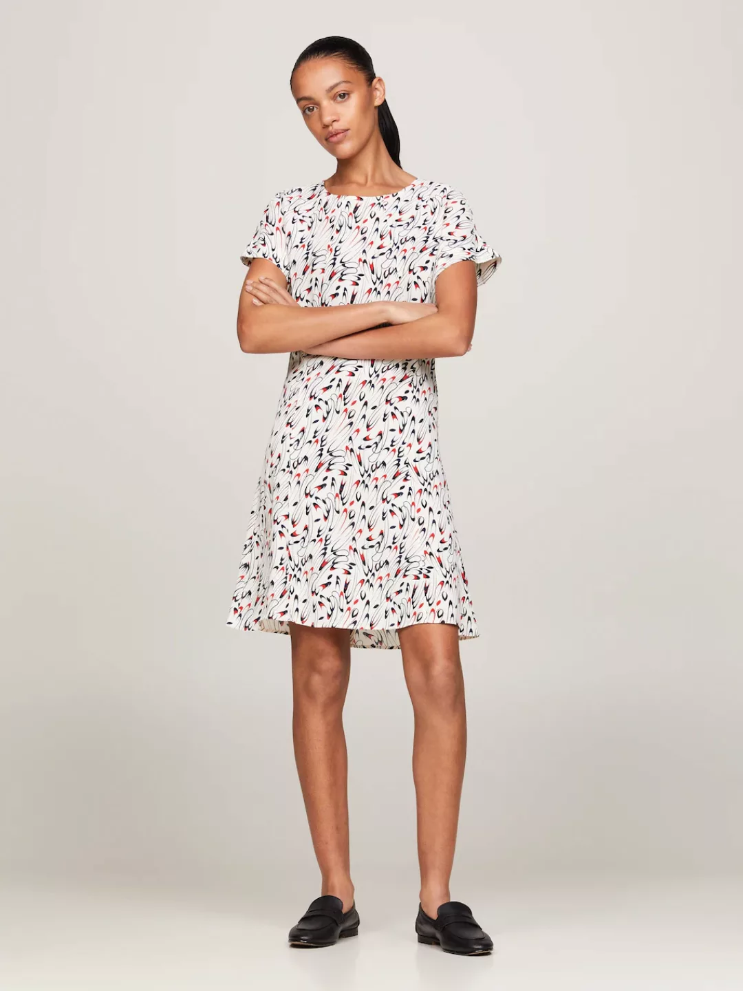 Tommy Hilfiger Blusenkleid "SMALL RIBBON F&F SS SHORT DRESS", mit Allover-M günstig online kaufen