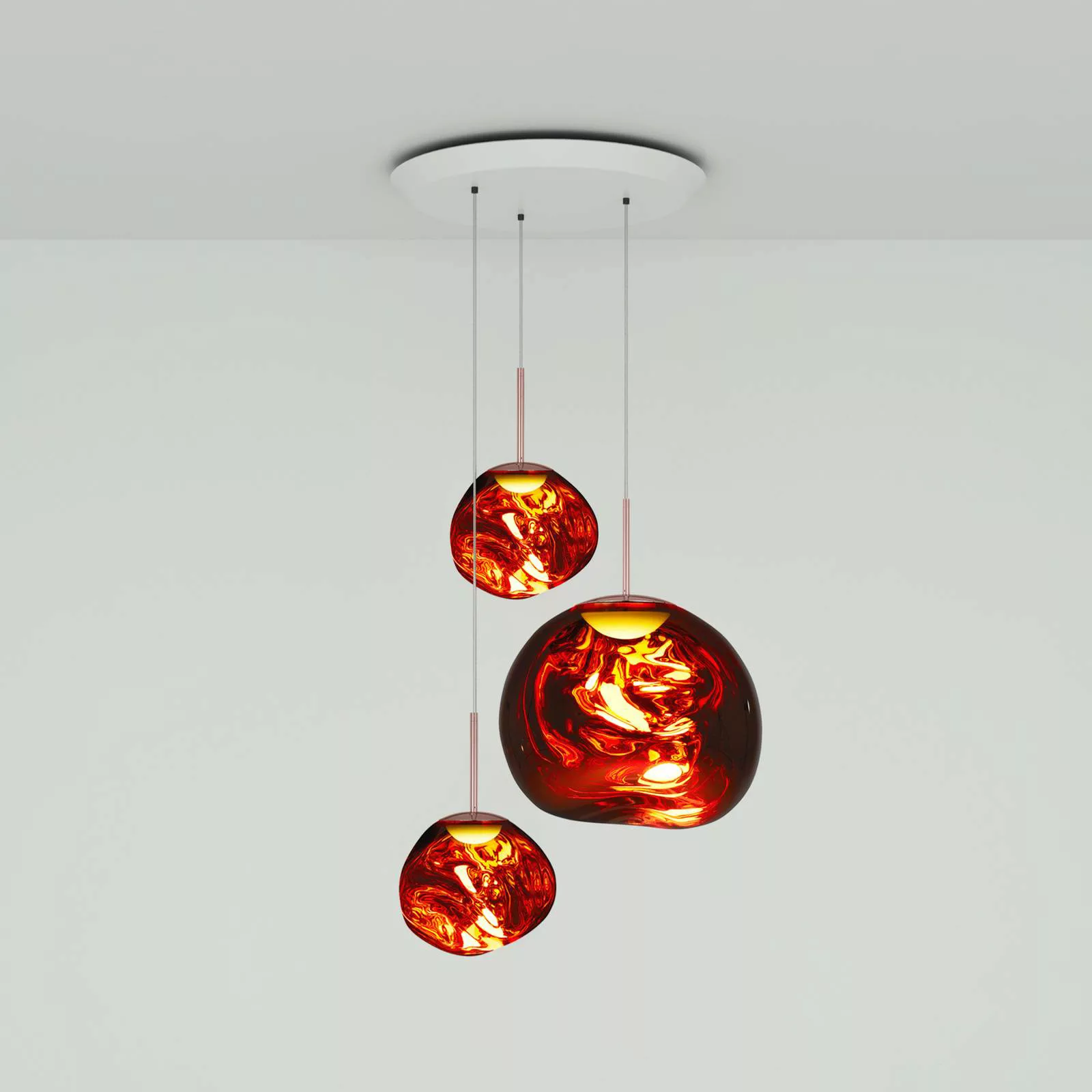 Tom Dixon Melt Trio Round Pendellampe 3fl kupfer günstig online kaufen