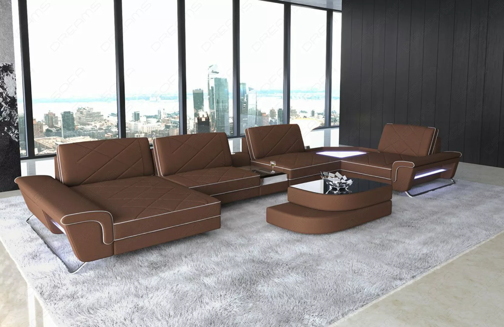 Sofa Dreams Wohnlandschaft Stoff Couch Polster Stoffsofa Ferrara, U Form Po günstig online kaufen