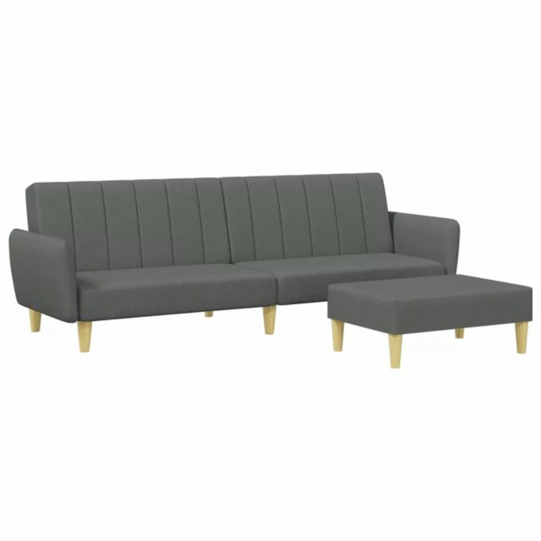 vidaXL Sofa Schlafsofa 2-Sitzer mit Fußhocker Stoff, Modell 3, Dunkelgrau günstig online kaufen