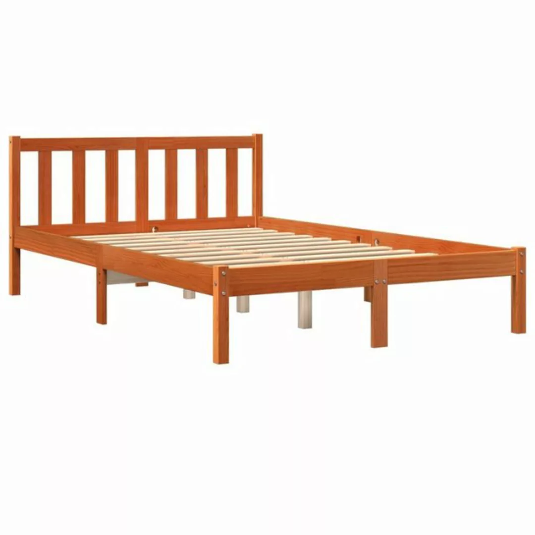 vidaXL Bettgestell Massivholzbett Wachsbraun 120x200 cm Kiefer Bett Bettges günstig online kaufen