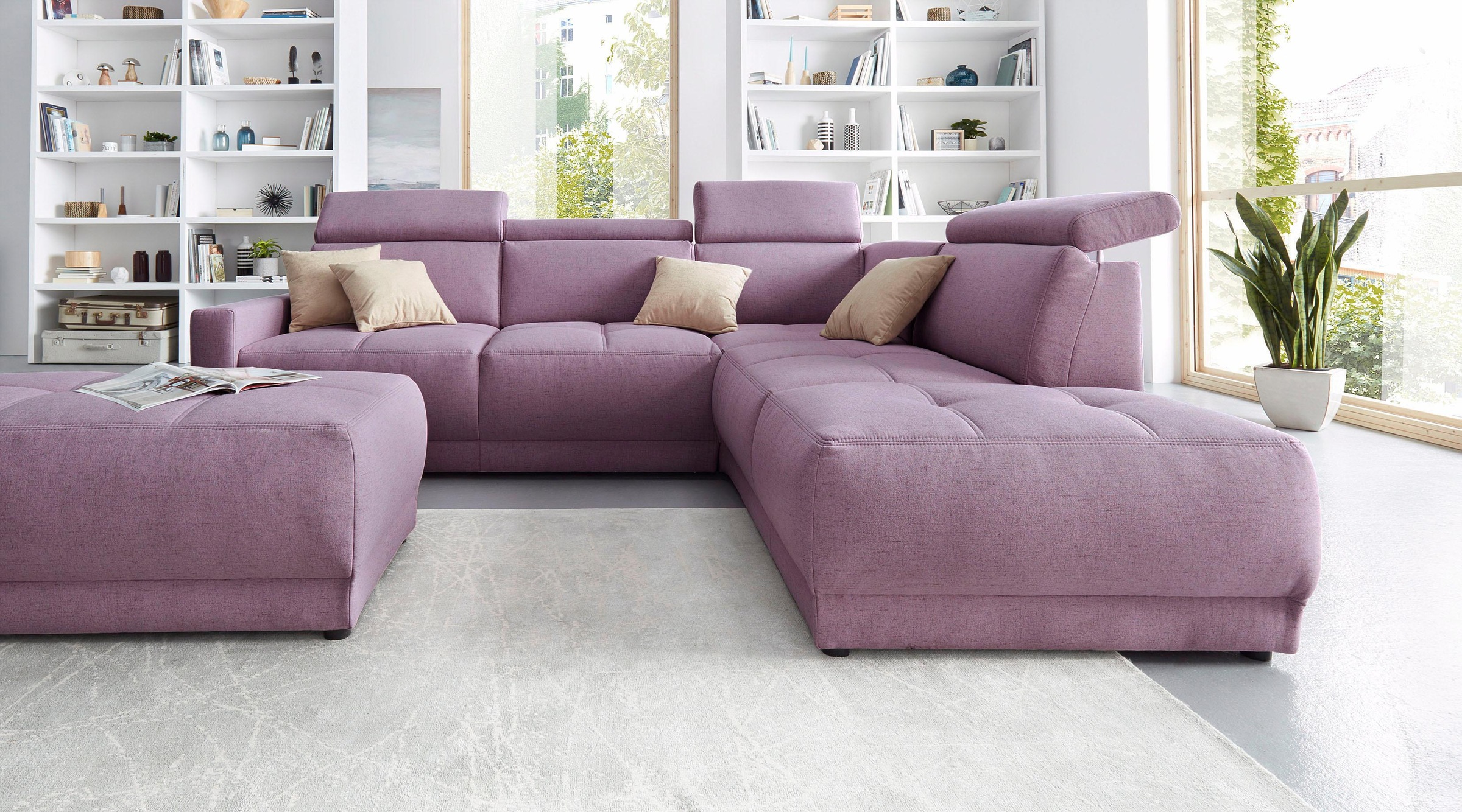 DOMO collection Ecksofa "Ava, moderne Sitzheftung mit toller Doppelnaht, ko günstig online kaufen