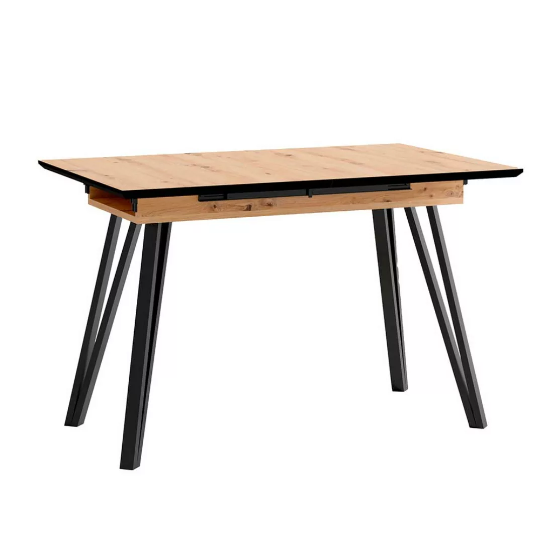 Tisch ausziehbar in modernem Design Wildeichefarben und Schwarz günstig online kaufen
