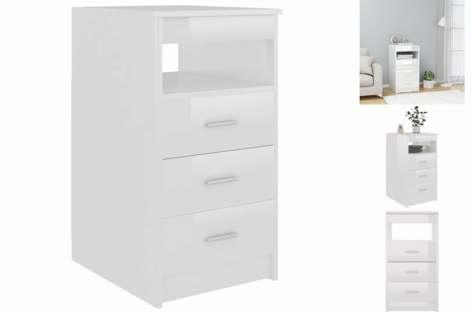 vidaXL Aktenschrank Sideboard mit Schubladen Hochglanz-Weiß 405076 cm Spanp günstig online kaufen