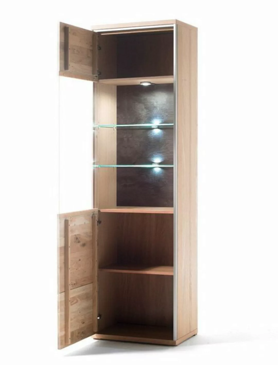 expendio Vitrine Esma 3 Asteiche bianco 64x201x39 cm vormontiert Beleuchtun günstig online kaufen