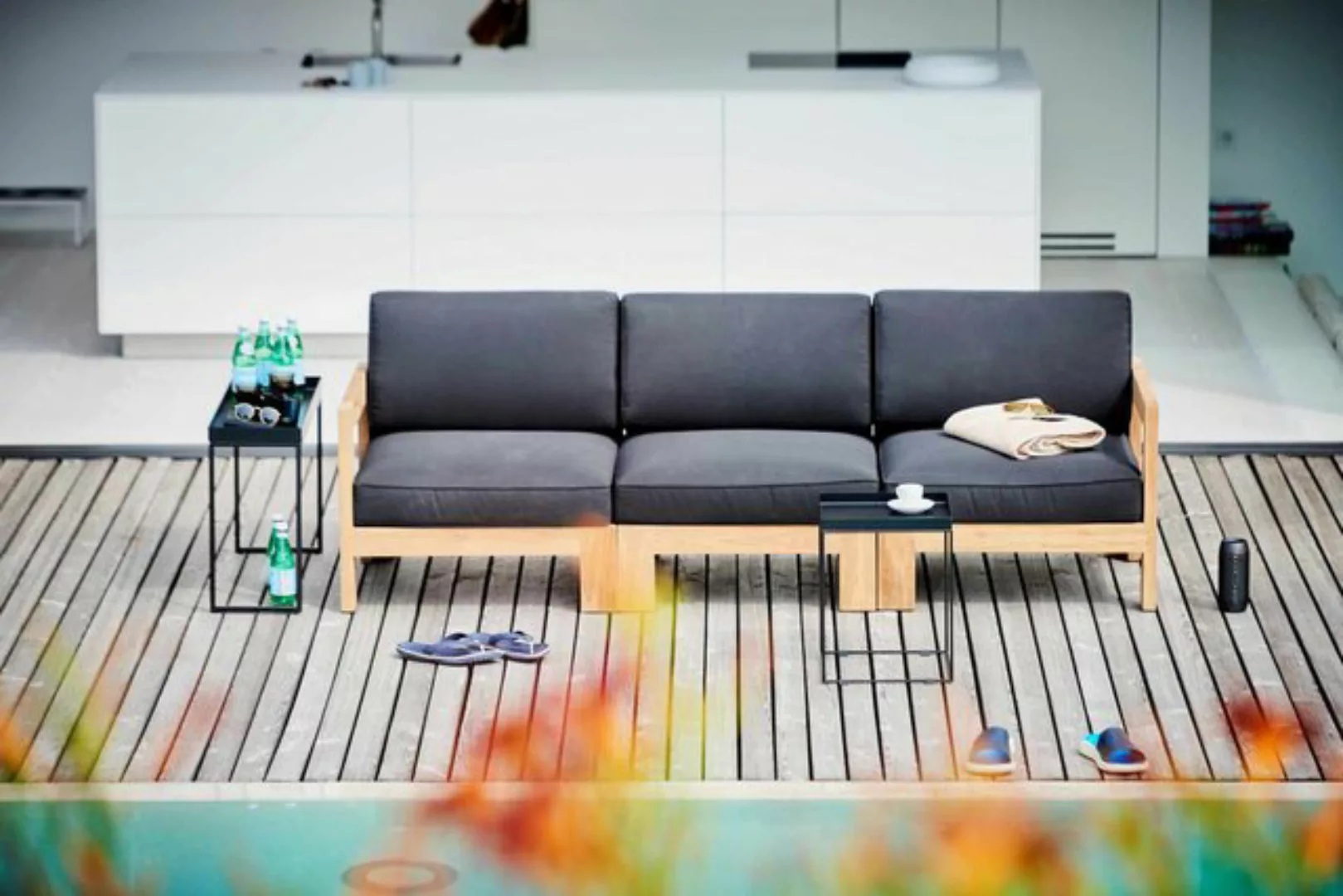 jankurtz Sofa Modulsofa Arki Mittelelement aus recyceltem Teakholz, Schwarz günstig online kaufen