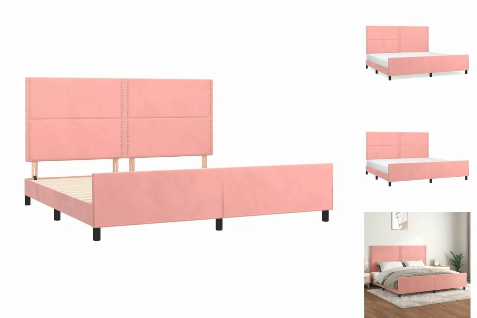 vidaXL Bettgestell Bettrahmen mit Kopfteil Rosa 200x200 cm Samt Bett Bettge günstig online kaufen