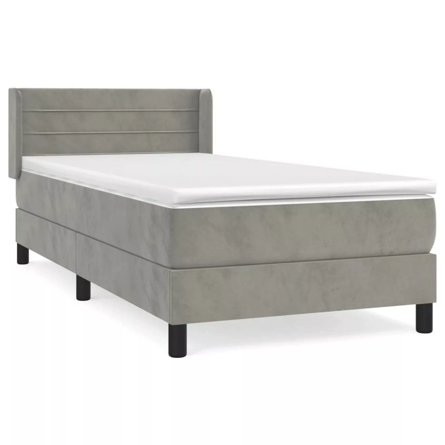 vidaXL Boxspringbett mit Matratze Hellgrau 90x190 cm Samt1537422 günstig online kaufen