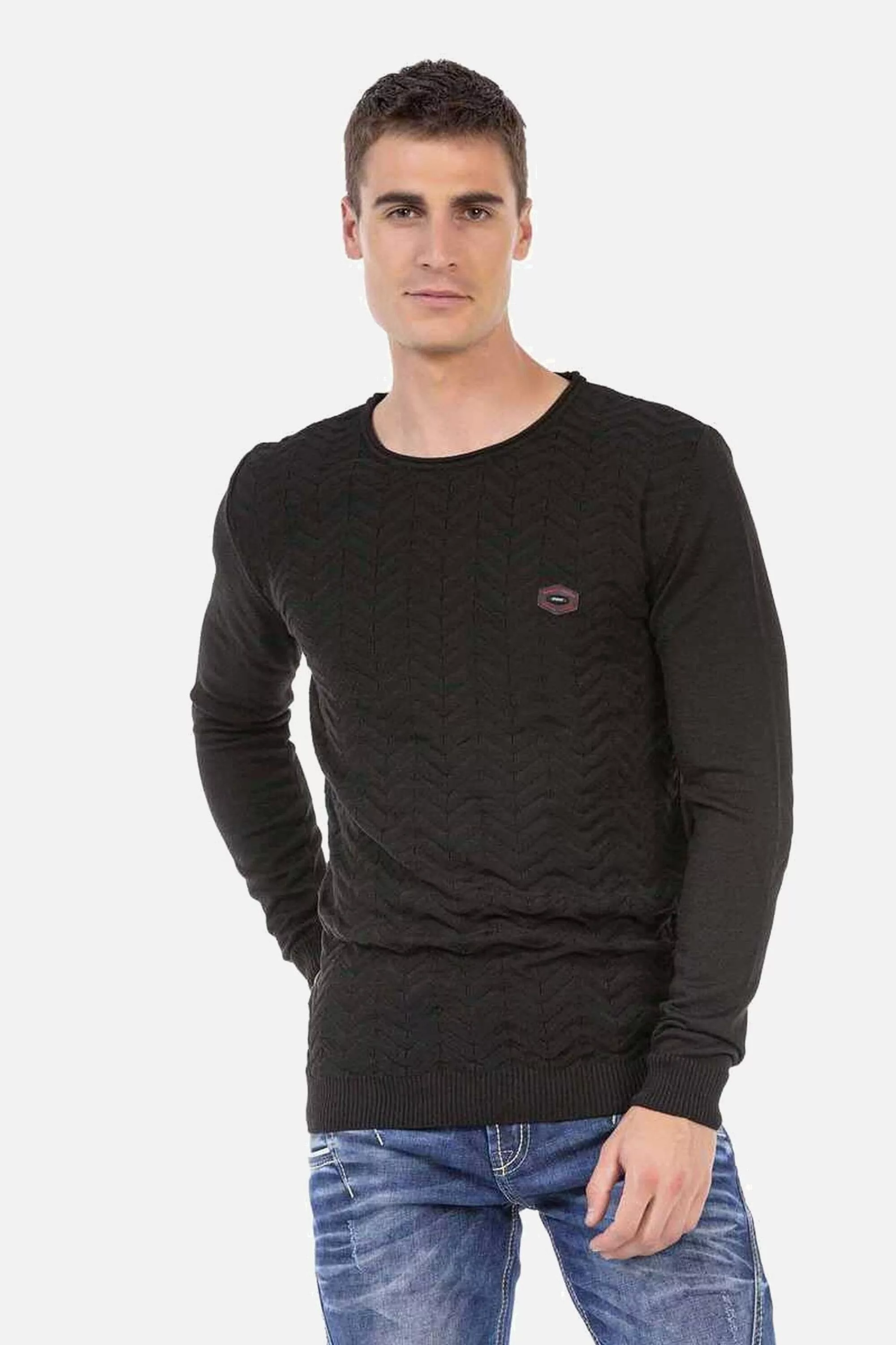 Cipo & Baxx Rundhalspullover "Pullover", mit Zopfmuster, CP240 günstig online kaufen