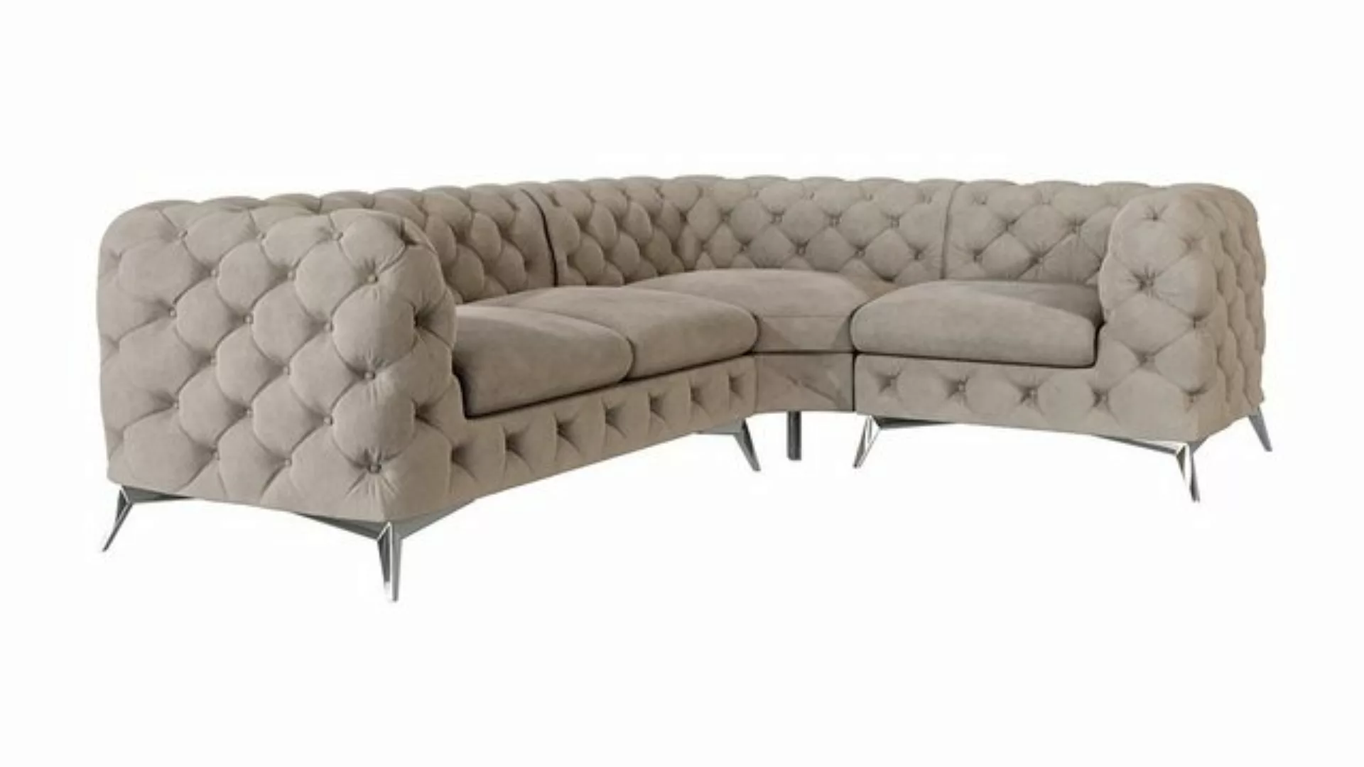 S-Style Möbel Ecksofa Chesterfield Kalina mit Silber Metall Füßen, mit Well günstig online kaufen