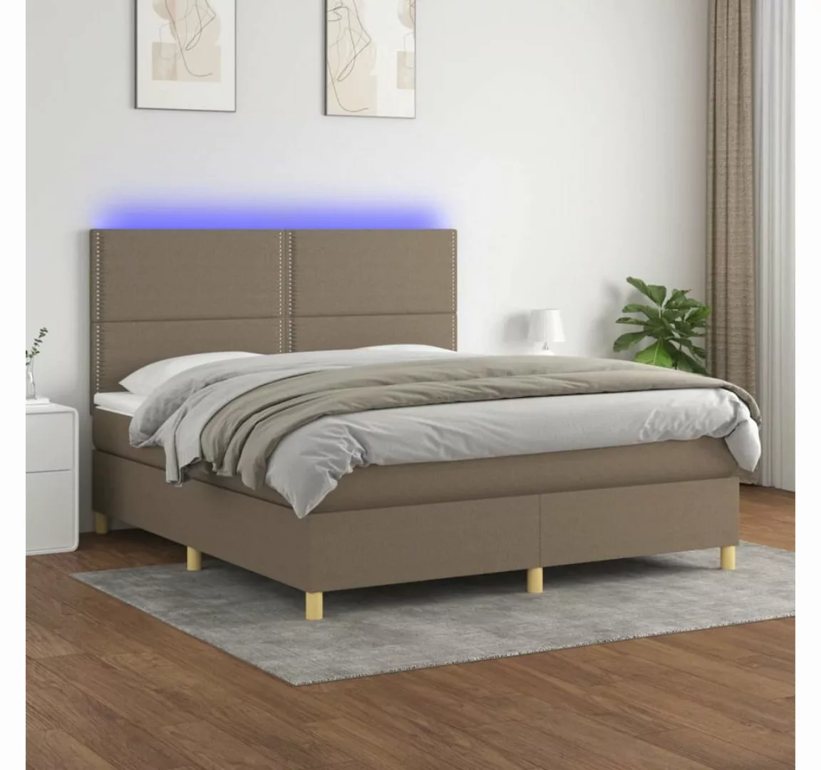 vidaXL Boxspringbett Bett Boxspringbett mit Matratze & Topper & LED (160 x günstig online kaufen