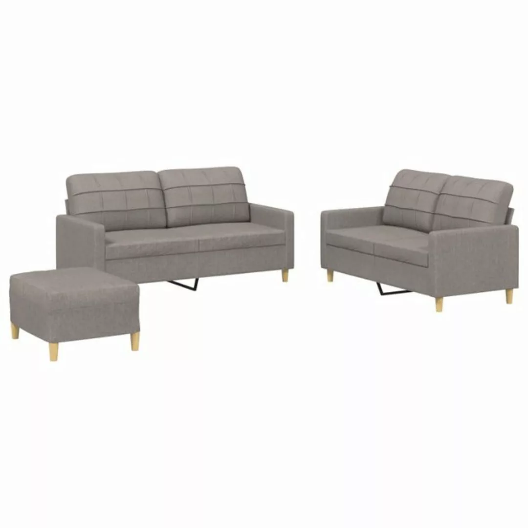 vidaXL Sofa 3-tlg. Sofagarnitur mit Kissen Taupe Stoff günstig online kaufen