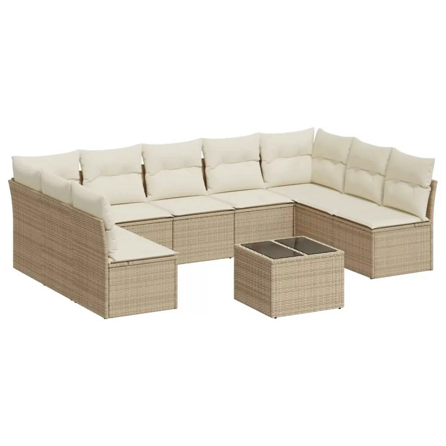 vidaXL 10-tlg Garten-Sofagarnitur mit Kissen Beige Poly Rattan Modell 17 günstig online kaufen