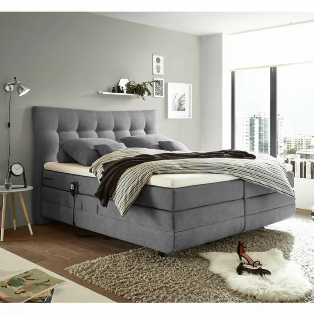 Boxspringbett Doppelbett elektrisch verstellbar in der Farbe light grey in günstig online kaufen