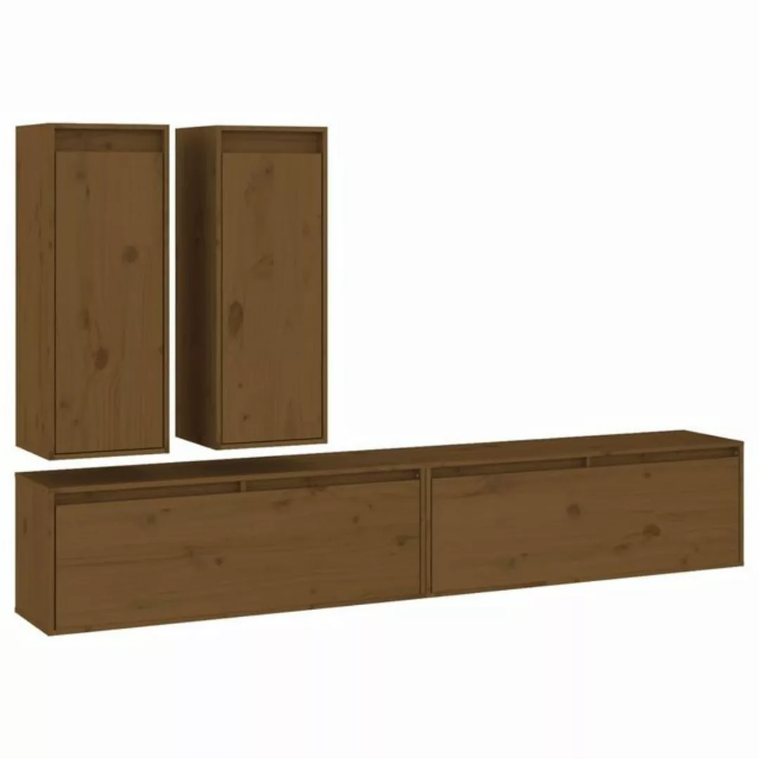 vidaXL TV-Schrank TV-Schränke 4 Stk Honigbraun Massivholz Kiefer Lowboard L günstig online kaufen