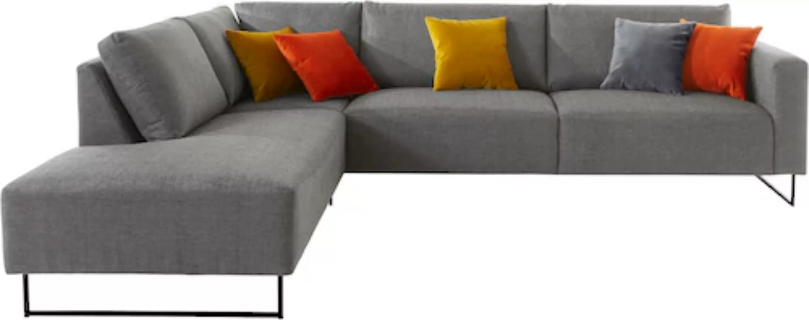 Places of Style Ecksofa "Jagger, L-Form,", inklusive Zierkissen in Samtopti günstig online kaufen