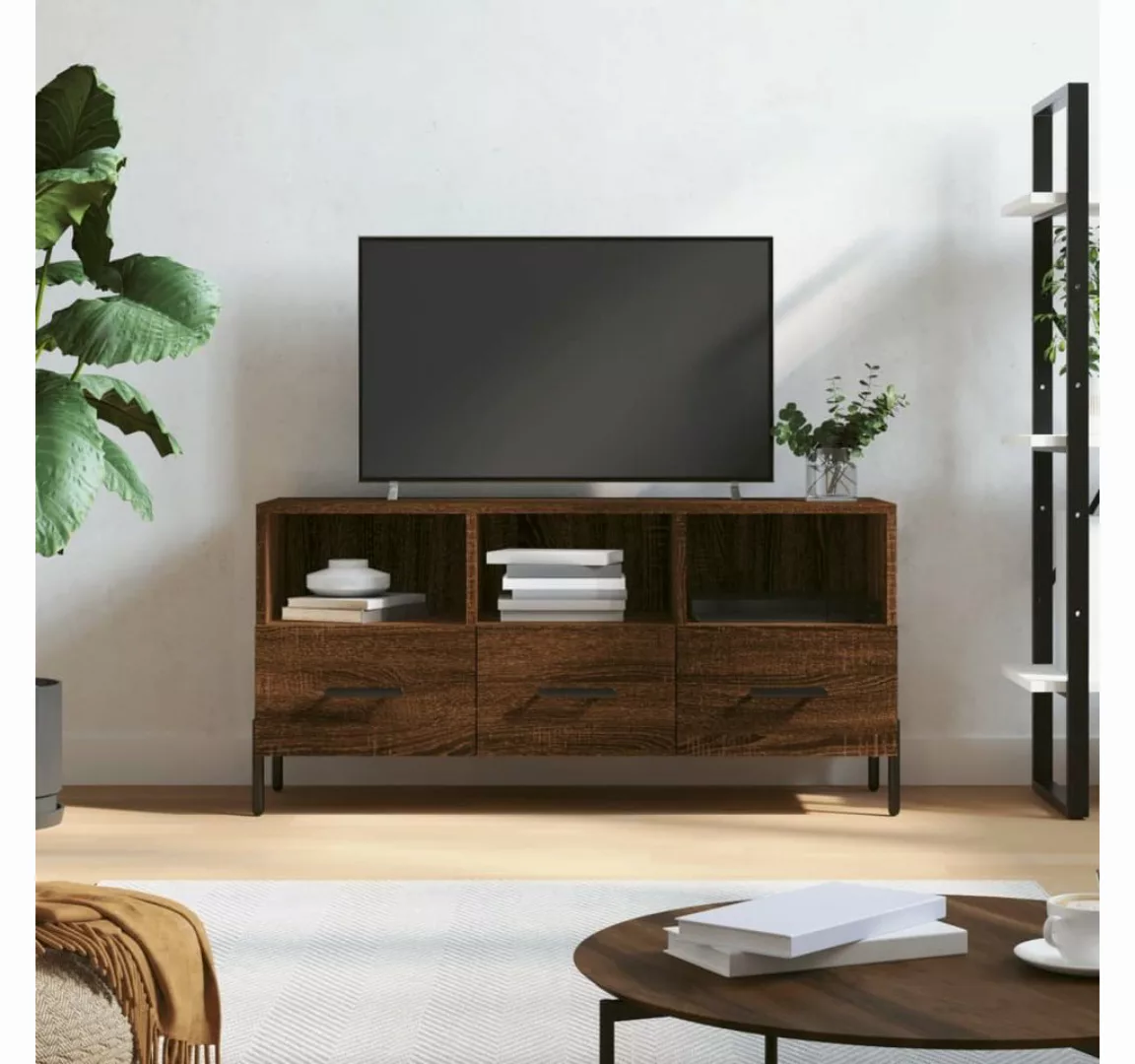 furnicato TV-Schrank Braun Eichen-Optik 102x36x50 cm Holzwerkstoff günstig online kaufen