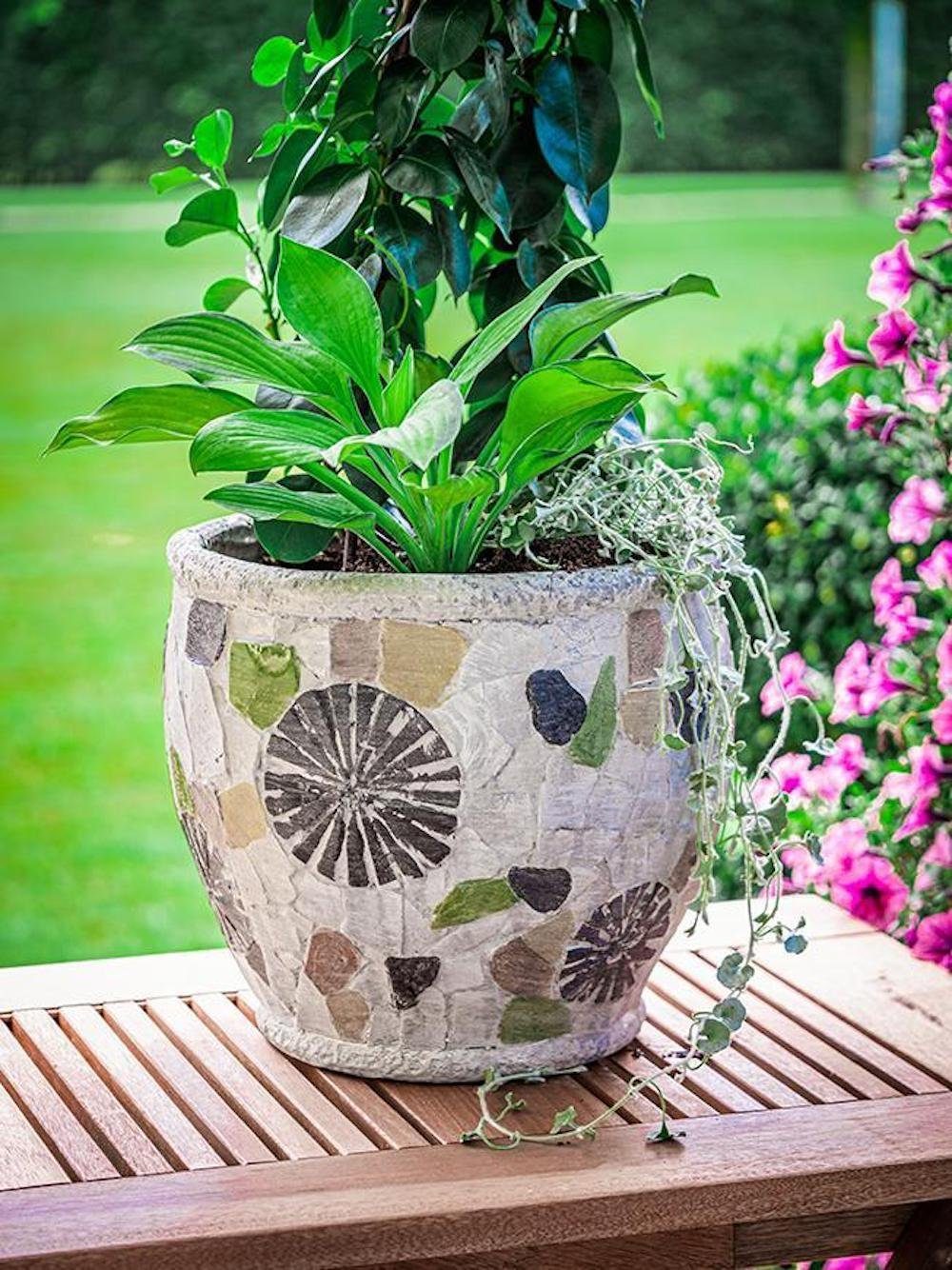 PROREGAL® Blumentopf Blütentopf mit Mosaik, Grau, günstig online kaufen