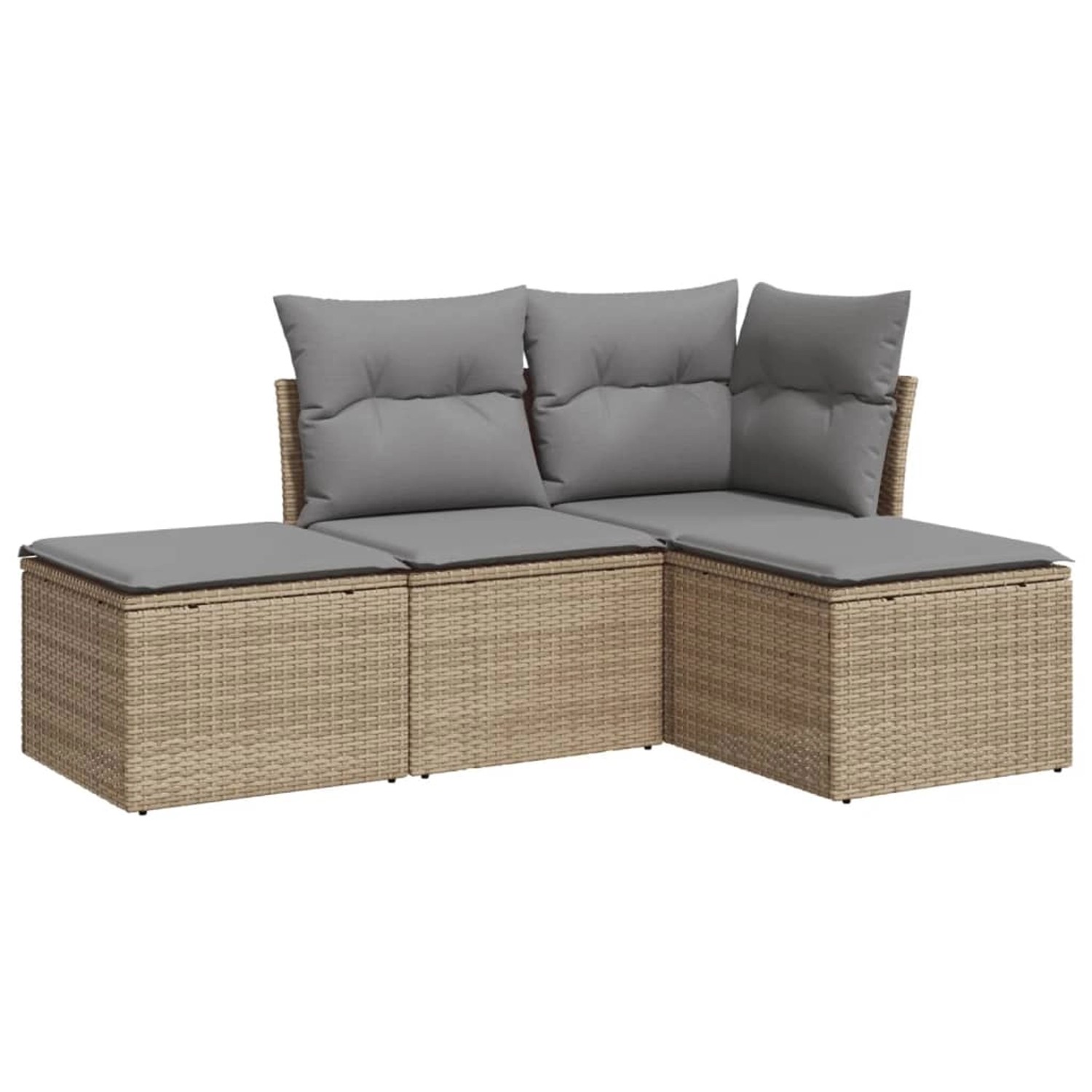 vidaXL 4-tlg Garten-Sofagarnitur mit Kissen Beige Poly Rattan Modell 19 günstig online kaufen