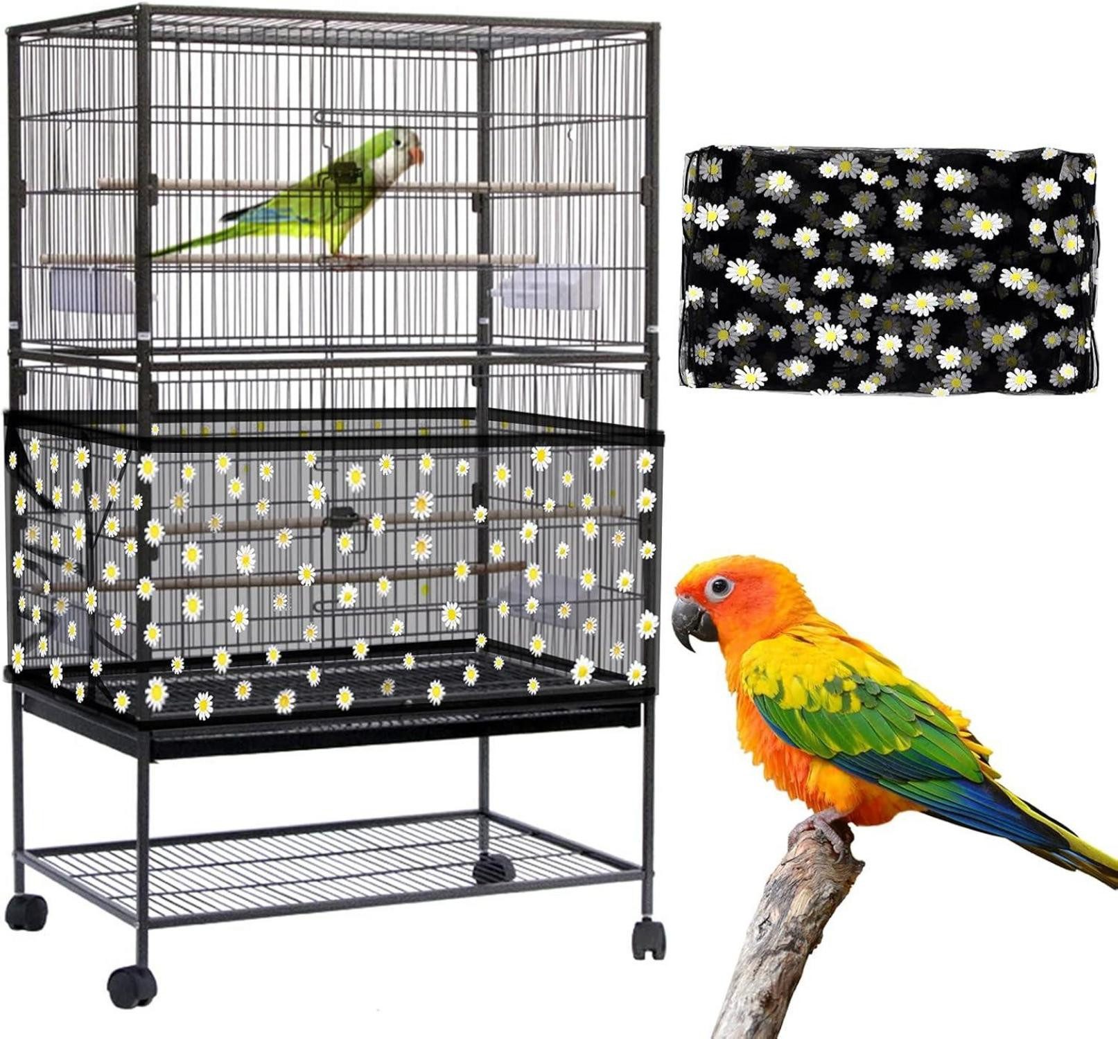 LuxusKollektion Vogelkäfig Einstellbare Vogelkäfigabdeckung mit Gänseblümch günstig online kaufen