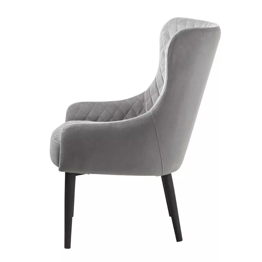 Esszimmer Sessel in Grau Samt Vintage Look günstig online kaufen