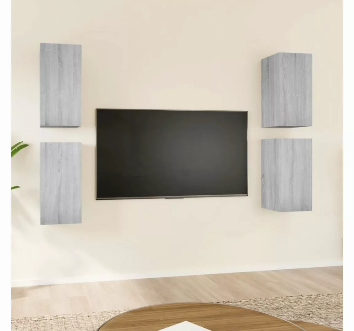furnicato TV-Schrank TV-Schränke 4 Stk. Grau Sonoma 30,5x30x60 cm Holzwerks günstig online kaufen