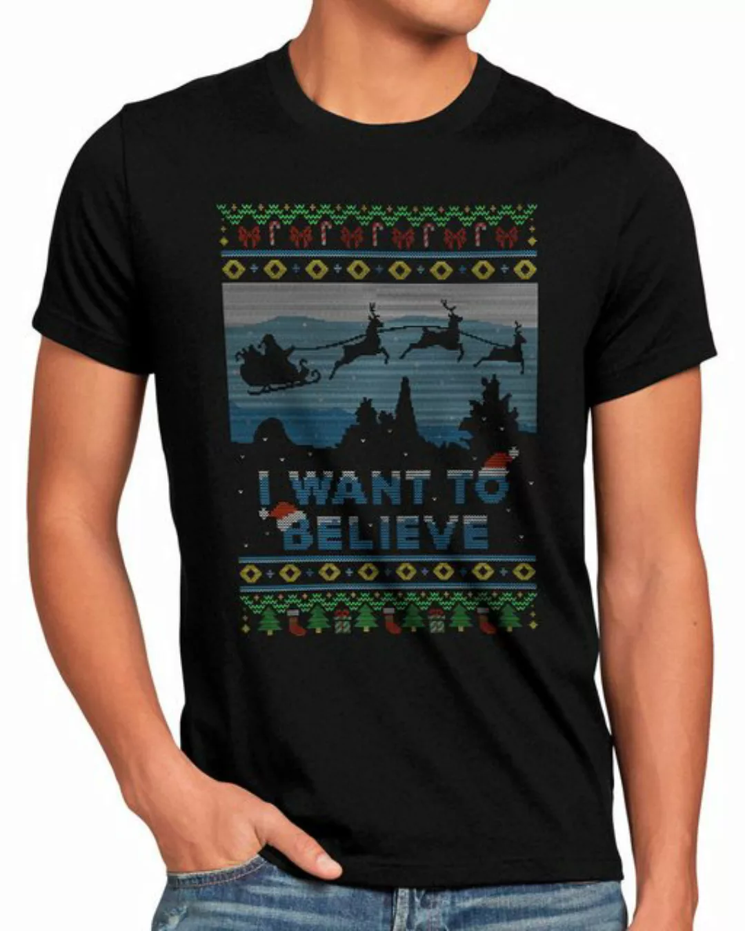 style3 T-Shirt I want to believe weihnachtsmann pullover ugly sweater winte günstig online kaufen