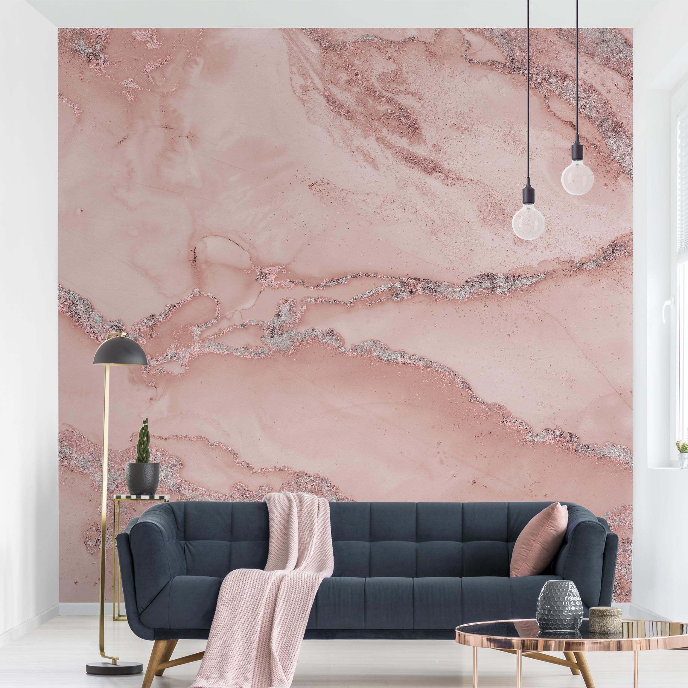 Bilderdepot24 Vliestapete Marmorn Marmor Rose Glitzer günstig online kaufen