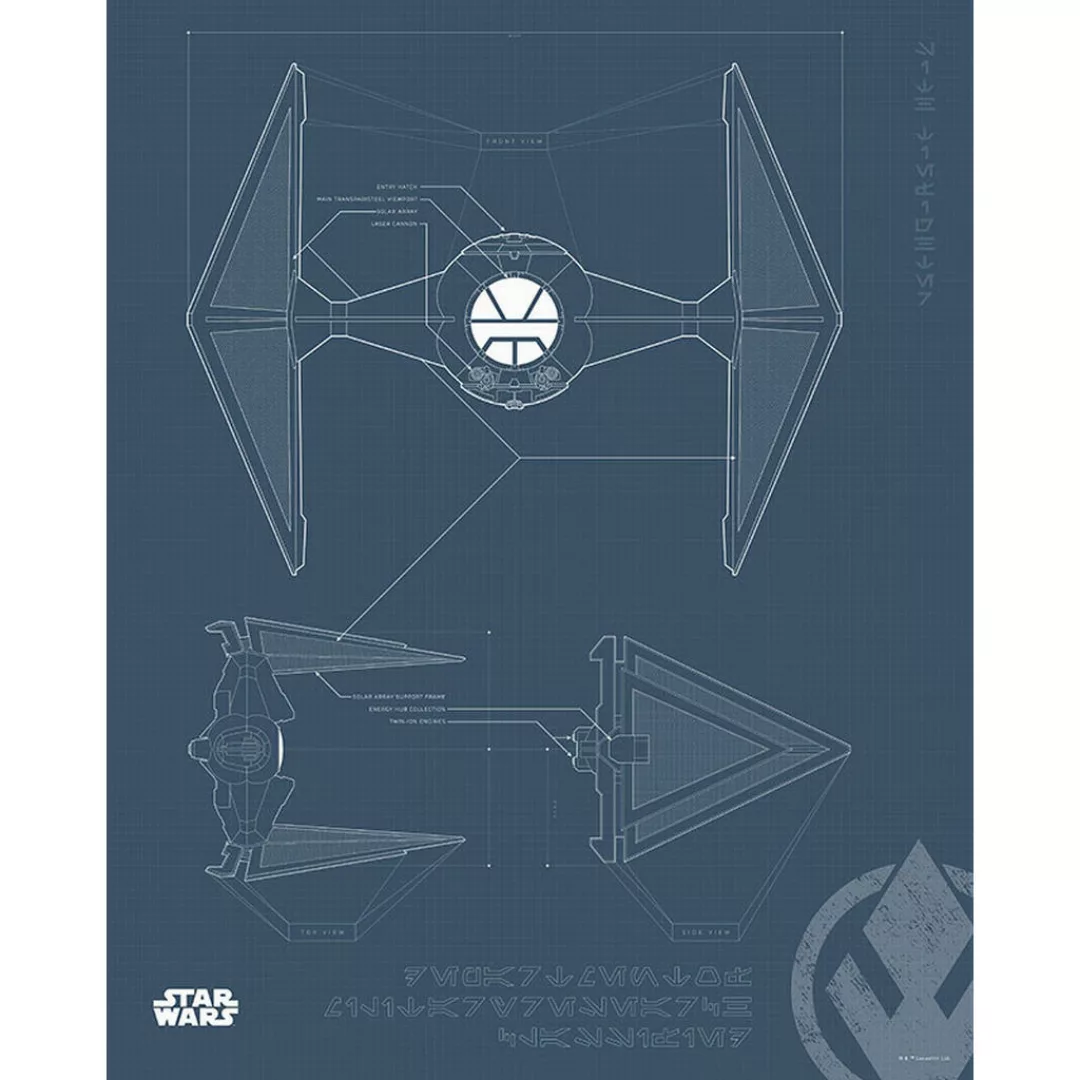 Komar Wandbild Star Wars Blueprint Sith TIE-Fighte Star Wars B/L: ca. 40x50 günstig online kaufen