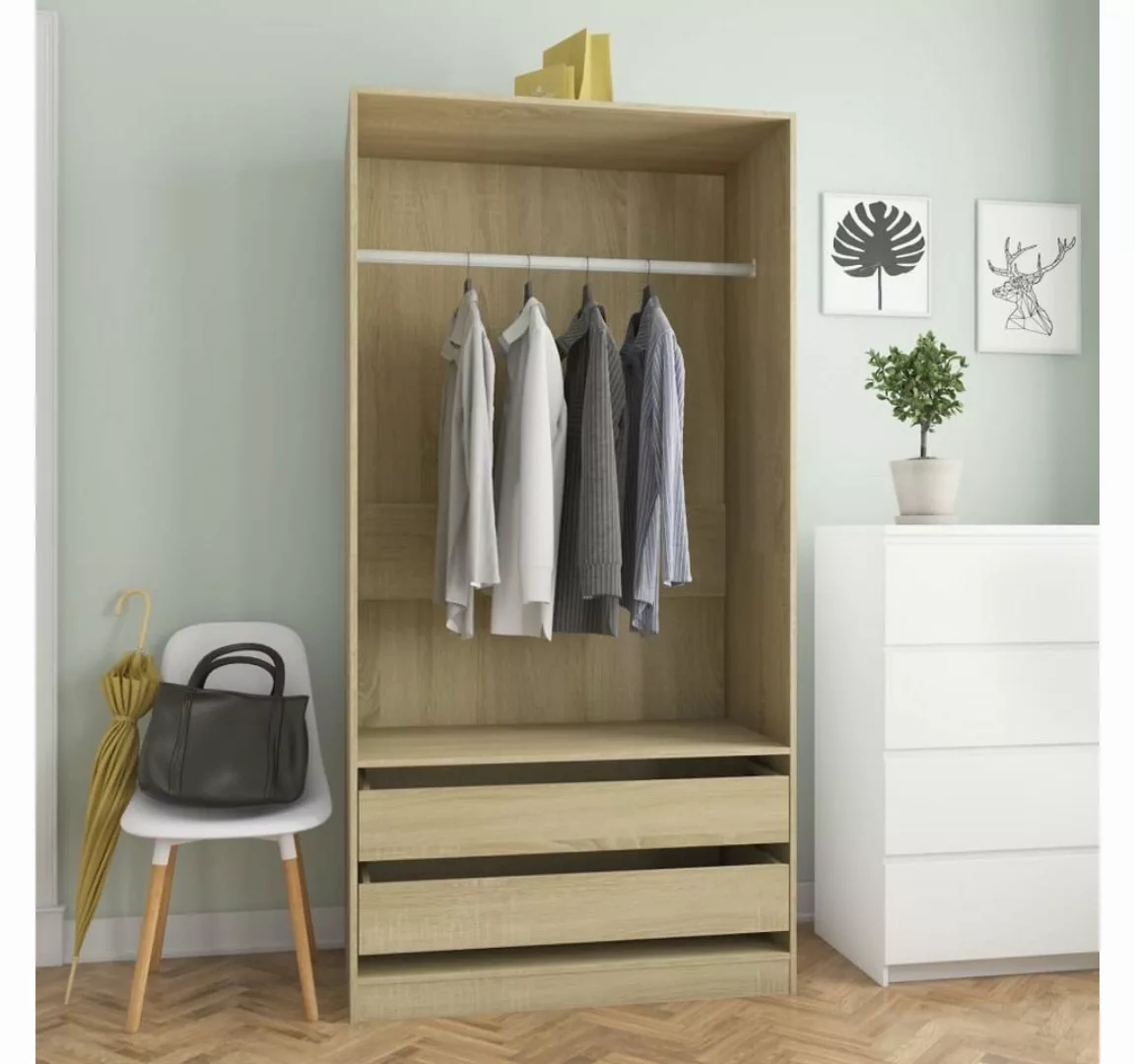 vidaXL Kleiderschrank Kleiderschrank Sonoma-Eiche 100x50x200 cm Holzwerksto günstig online kaufen