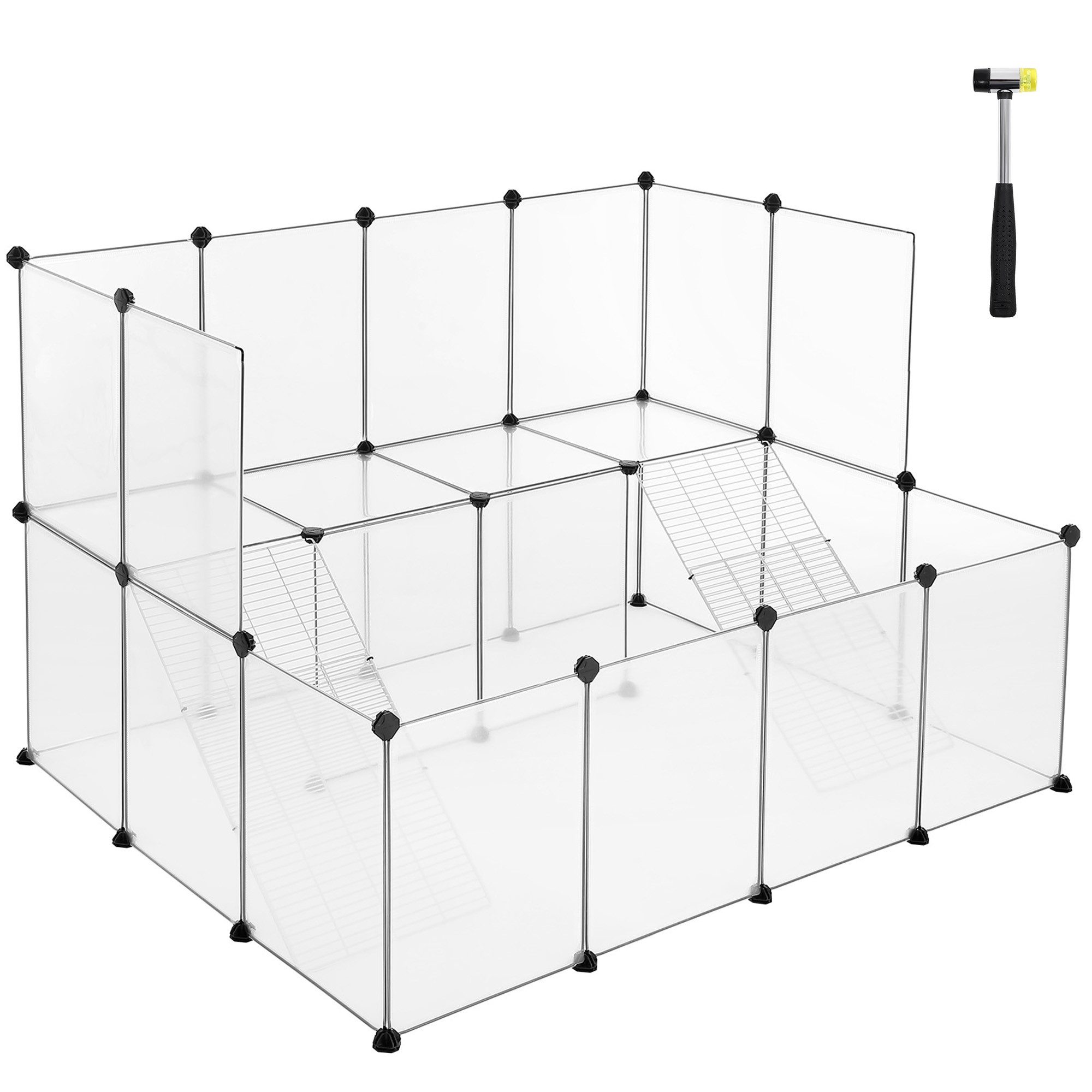 SONGMICS Kleintierkäfig, 2-stöckig mit Metallgittertreppen 143x108x92cm günstig online kaufen