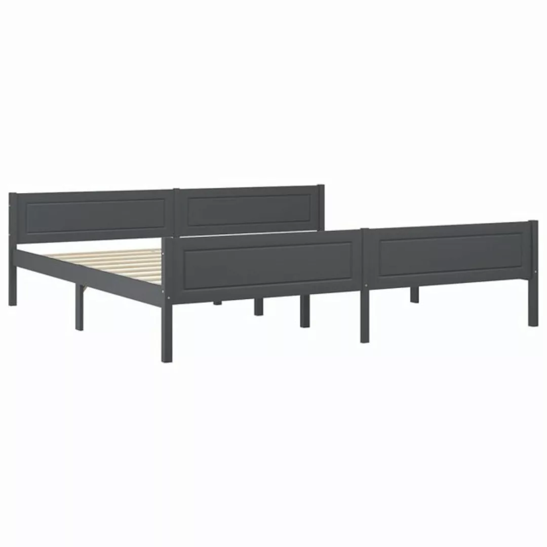 vidaXL Bettgestell Massivholzbett Kiefer Grau 200x200 cm Bett Bettgestell günstig online kaufen