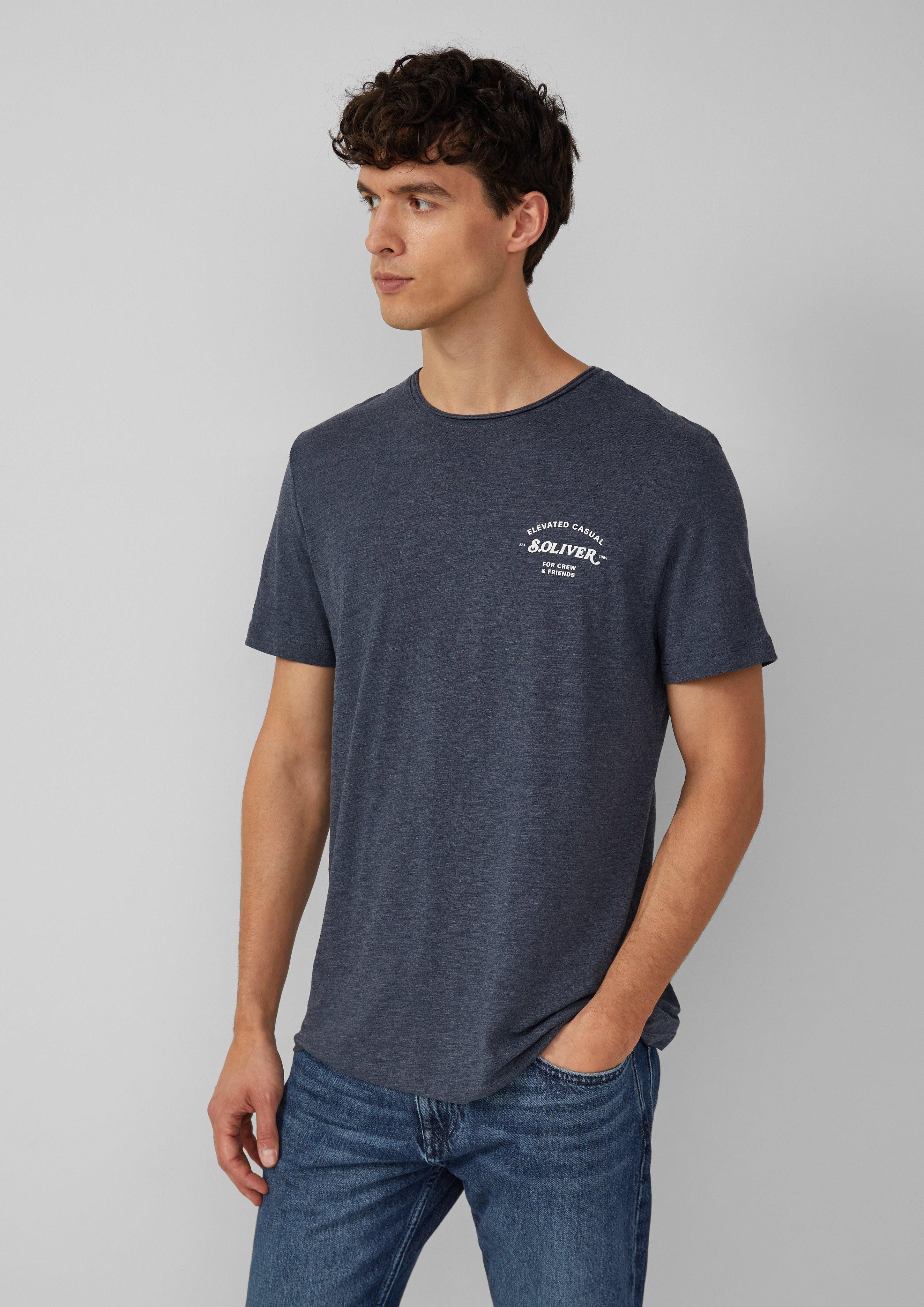 s.Oliver Kurzarmshirt Meliertes T-Shirt mit Rollkante günstig online kaufen