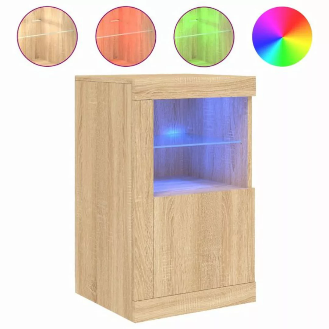 vidaXL Beistellschrank mit LED-Leuchten Sonoma Eiche Holzwerkstoff günstig online kaufen