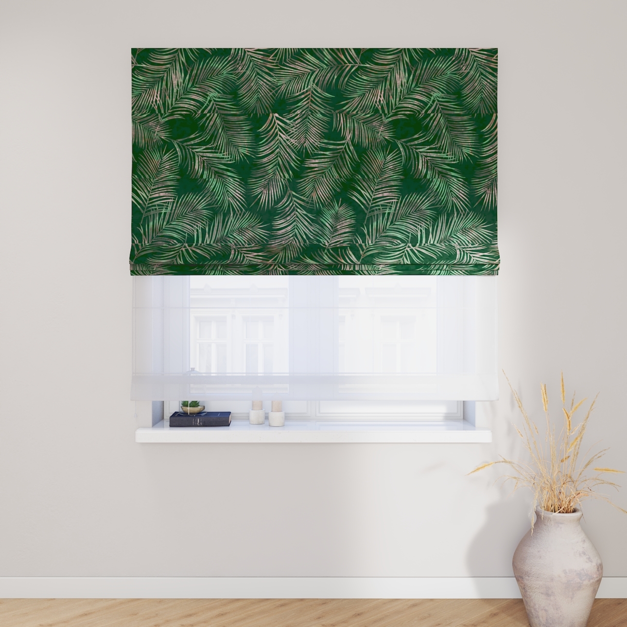 Dekoria Doppelraffrollo Duo, waldgrün, 100 x 170 cm günstig online kaufen