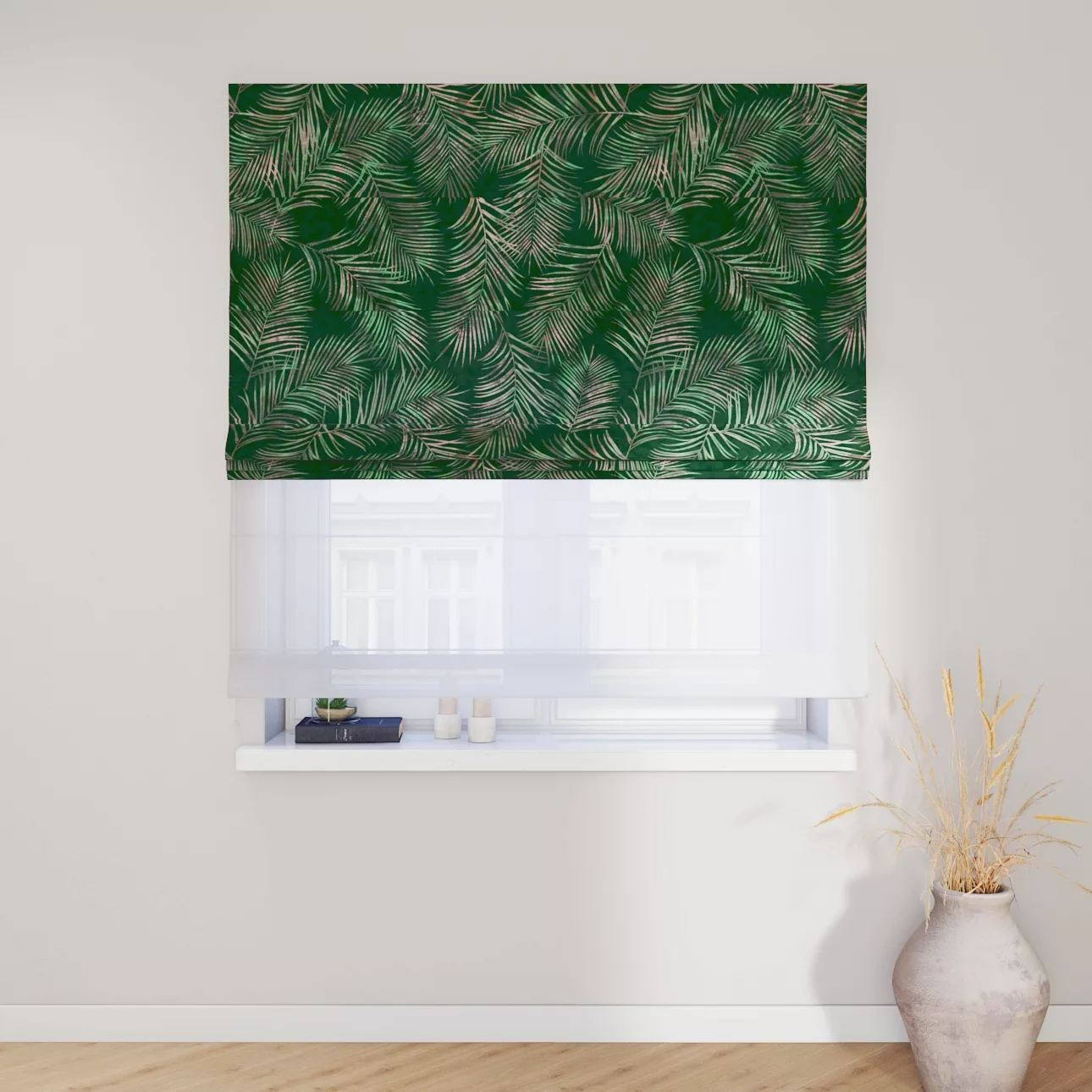 Dekoria Doppelraffrollo Duo, waldgrün, 160 x 170 cm günstig online kaufen