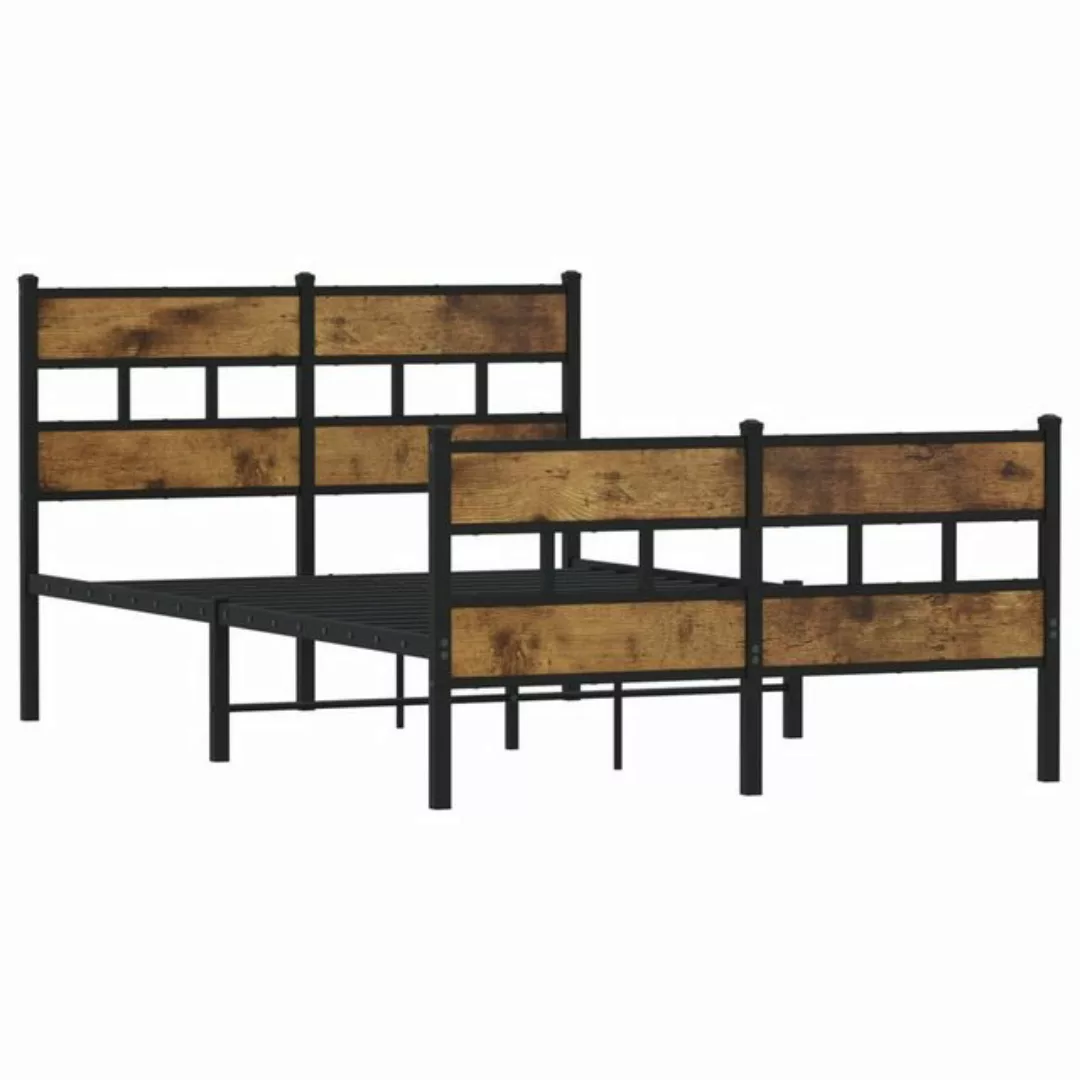 vidaXL Bett Metallbett ohne Matratze Räuchereiche 120x190 cm günstig online kaufen