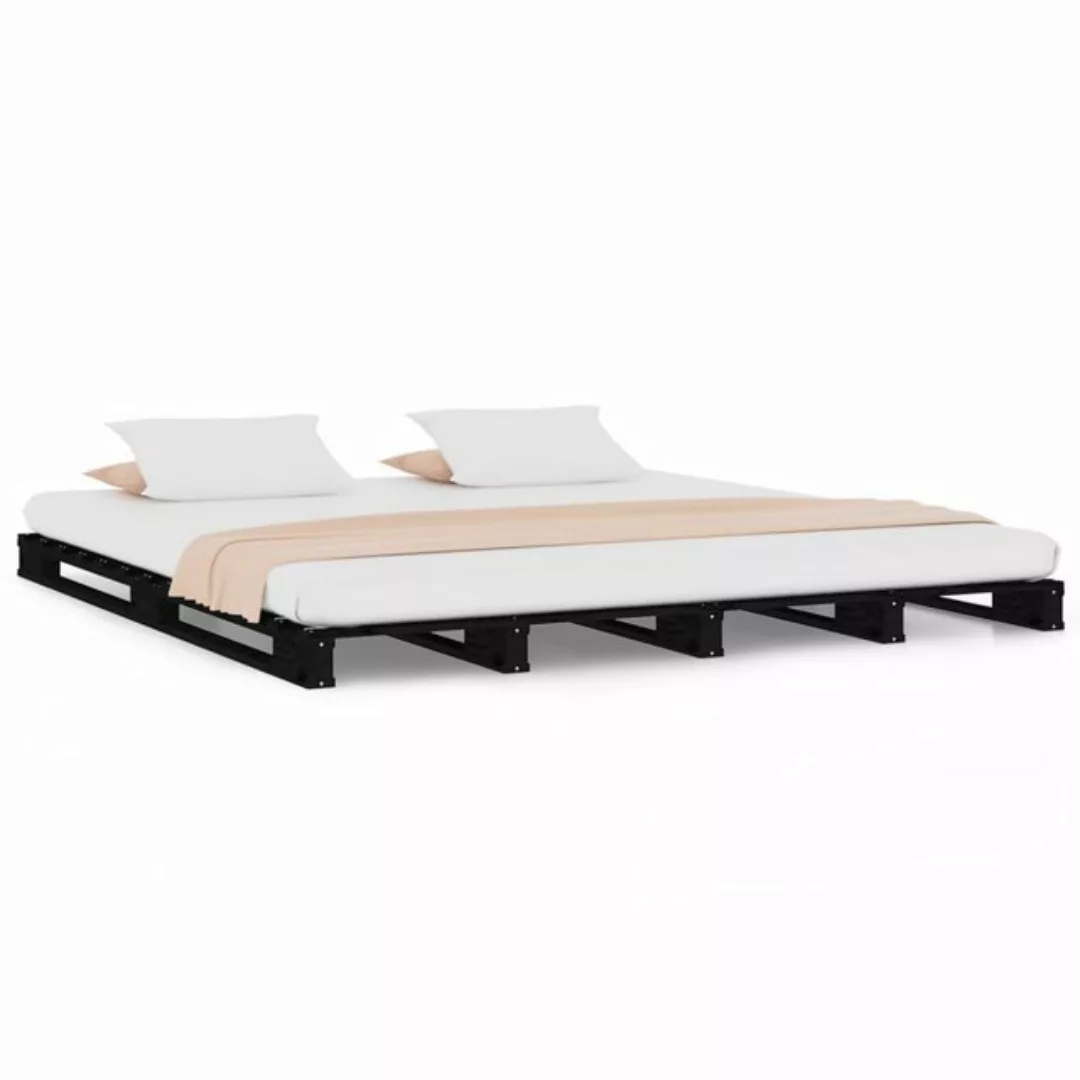 furnicato Bett Palettenbett Schwarz 150x200 cm Massivholz günstig online kaufen