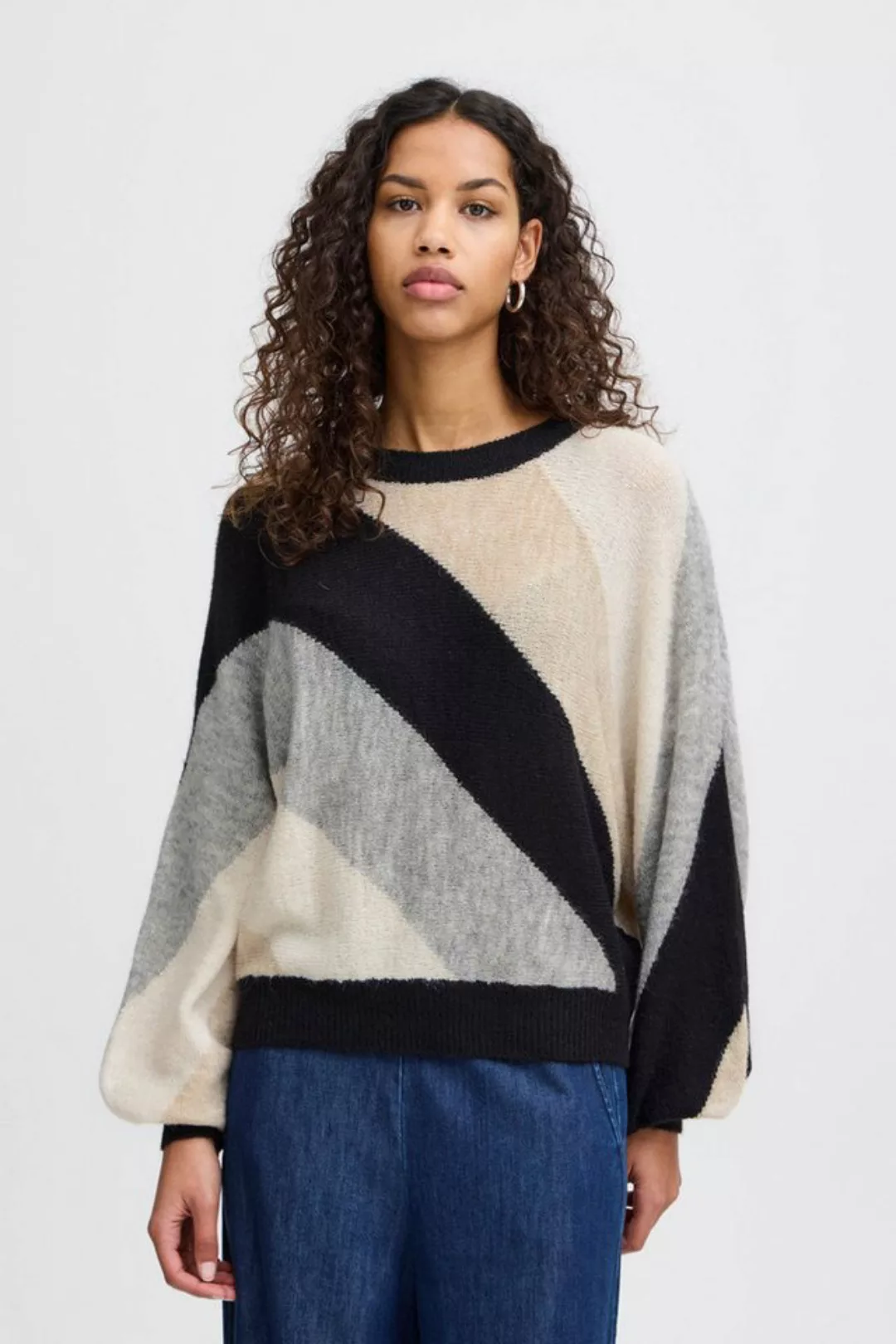 Ichi Strickpullover IHKAMARA LS SHORT2 bequemer Pullover mit Rundhalsaussch günstig online kaufen