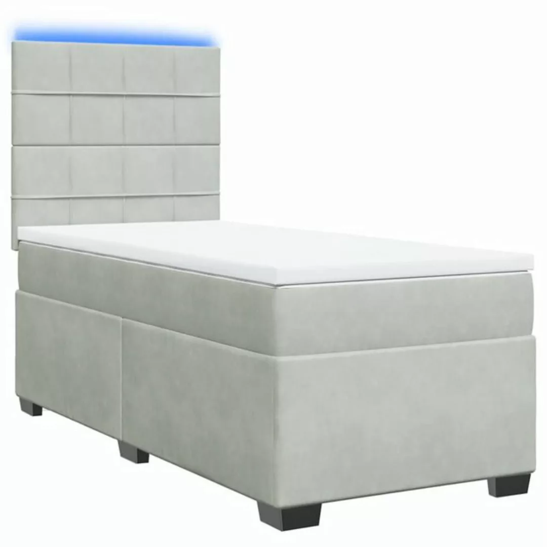 vidaXL Boxspringbett, Boxspringbett mit Matratze Hellgrau 80x200 cm Samt günstig online kaufen