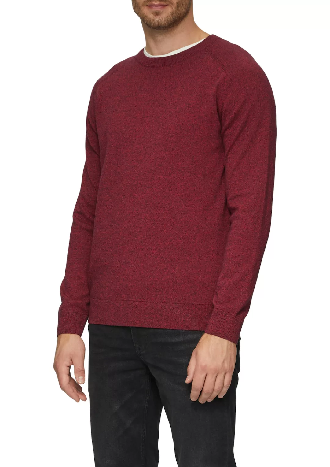 s.Oliver Strickpullover mit Rundhals und in melierter Optik günstig online kaufen