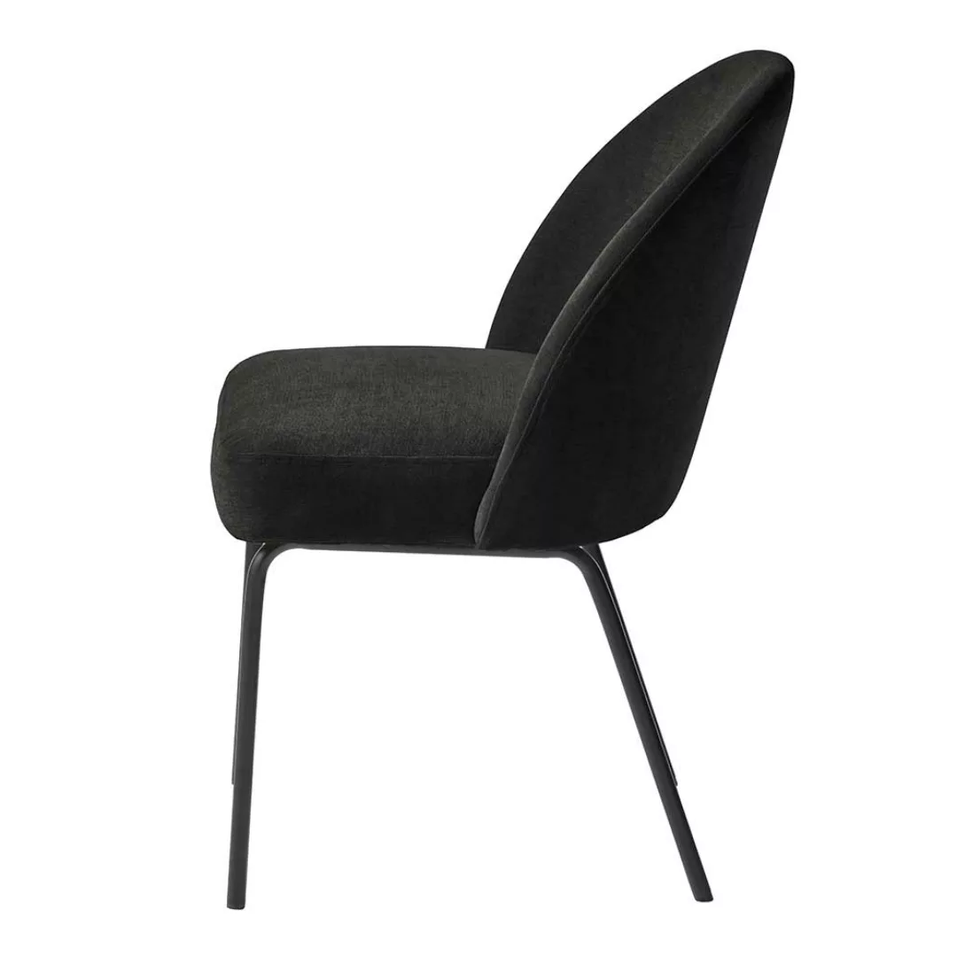 Esstisch Stühle Schwarz aus Chenillegewebe und Metall 52 cm Sitzhöhe (2er S günstig online kaufen