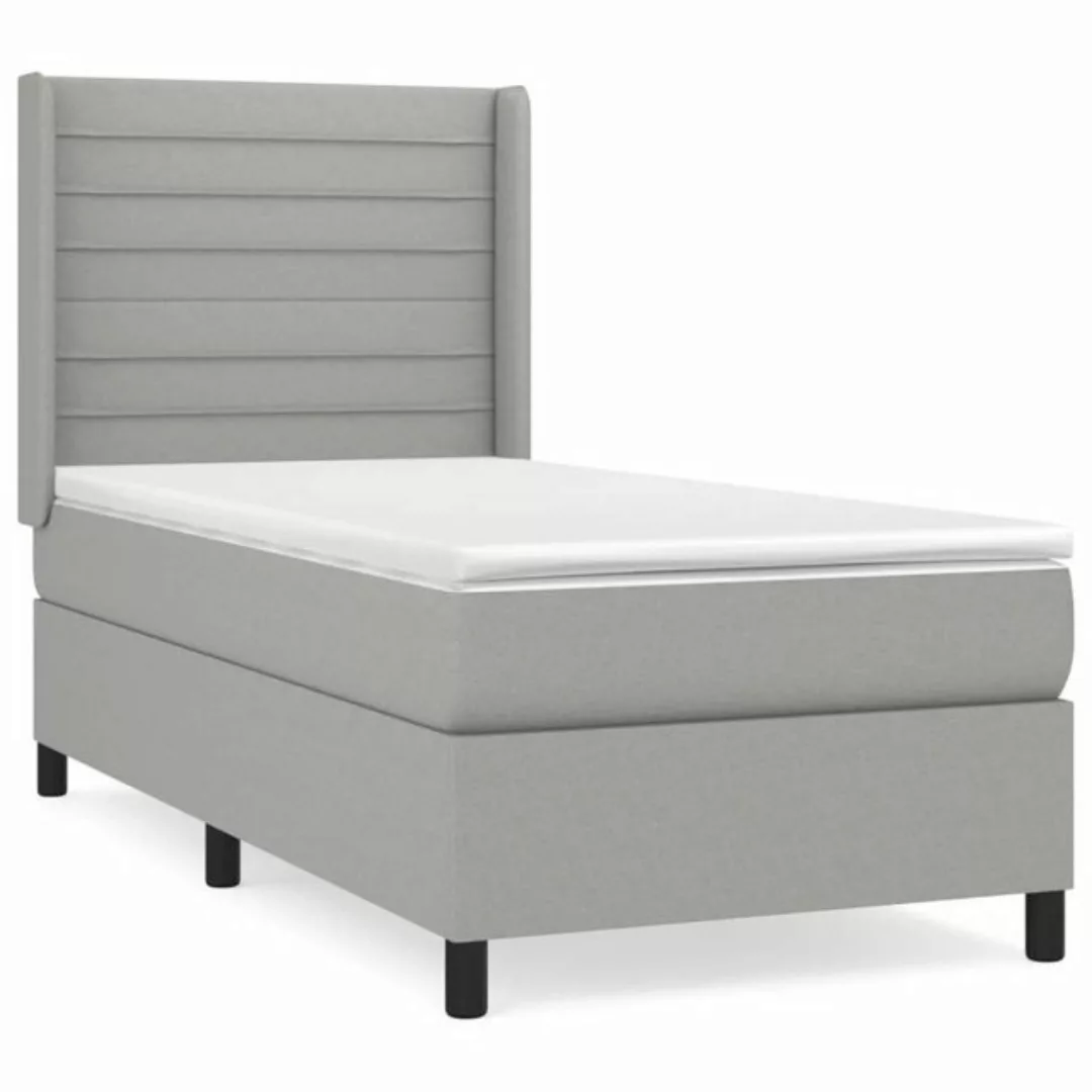 vidaXL Bettgestell Boxspringbett mit Matratze Hellgrau 90x200 cm Stoff Bett günstig online kaufen