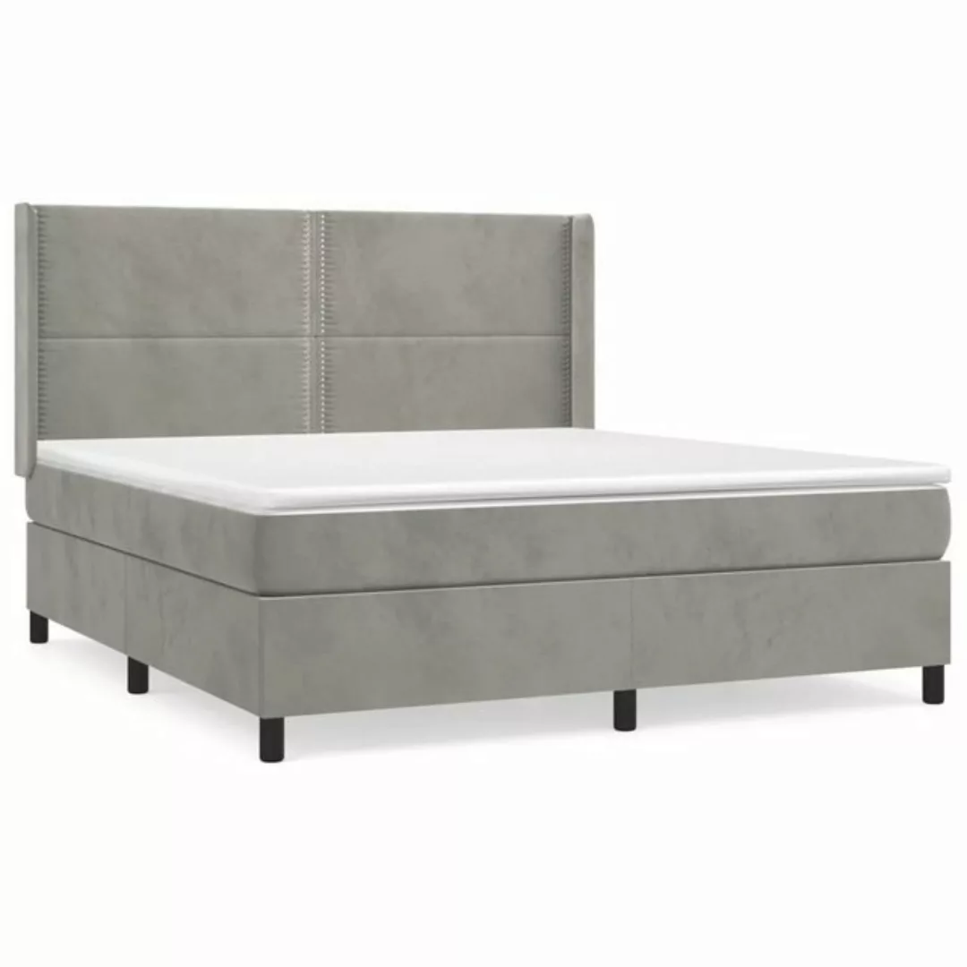 vidaXL Bettgestell Boxspringbett mit Matratze Hellgrau 180x200 cm Samt Bett günstig online kaufen