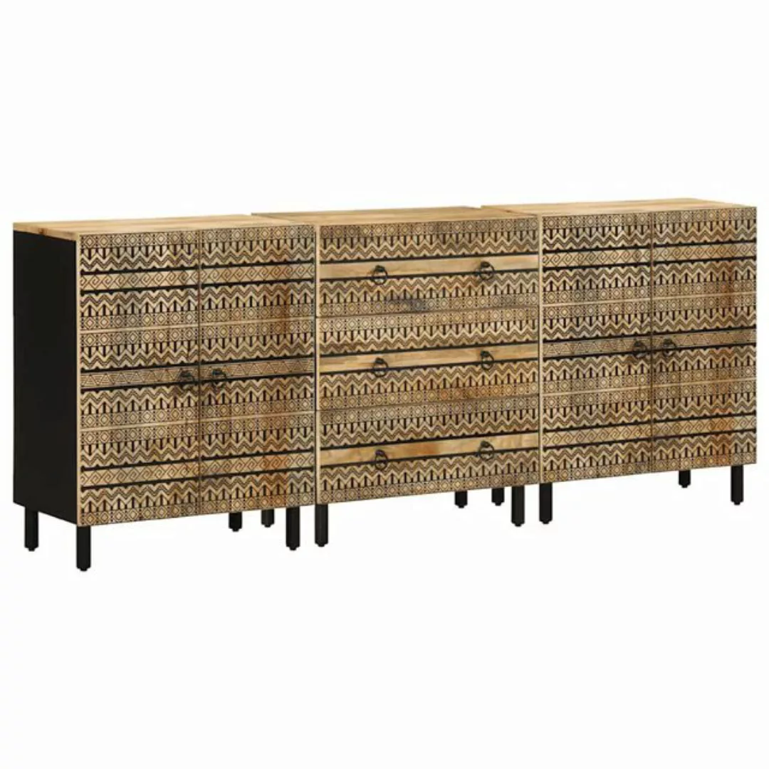 vidaXL Fächerschrank Sideboards 3 Stk. Massivholz Mango (3-St) günstig online kaufen