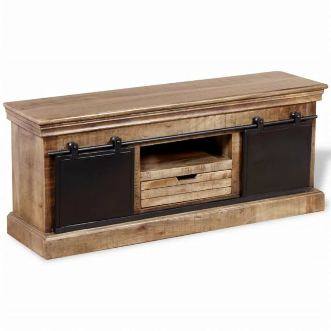 Tv-schrank Mit 2 Schiebetüren Mangoholz Massiv 110x30x45 Cm günstig online kaufen