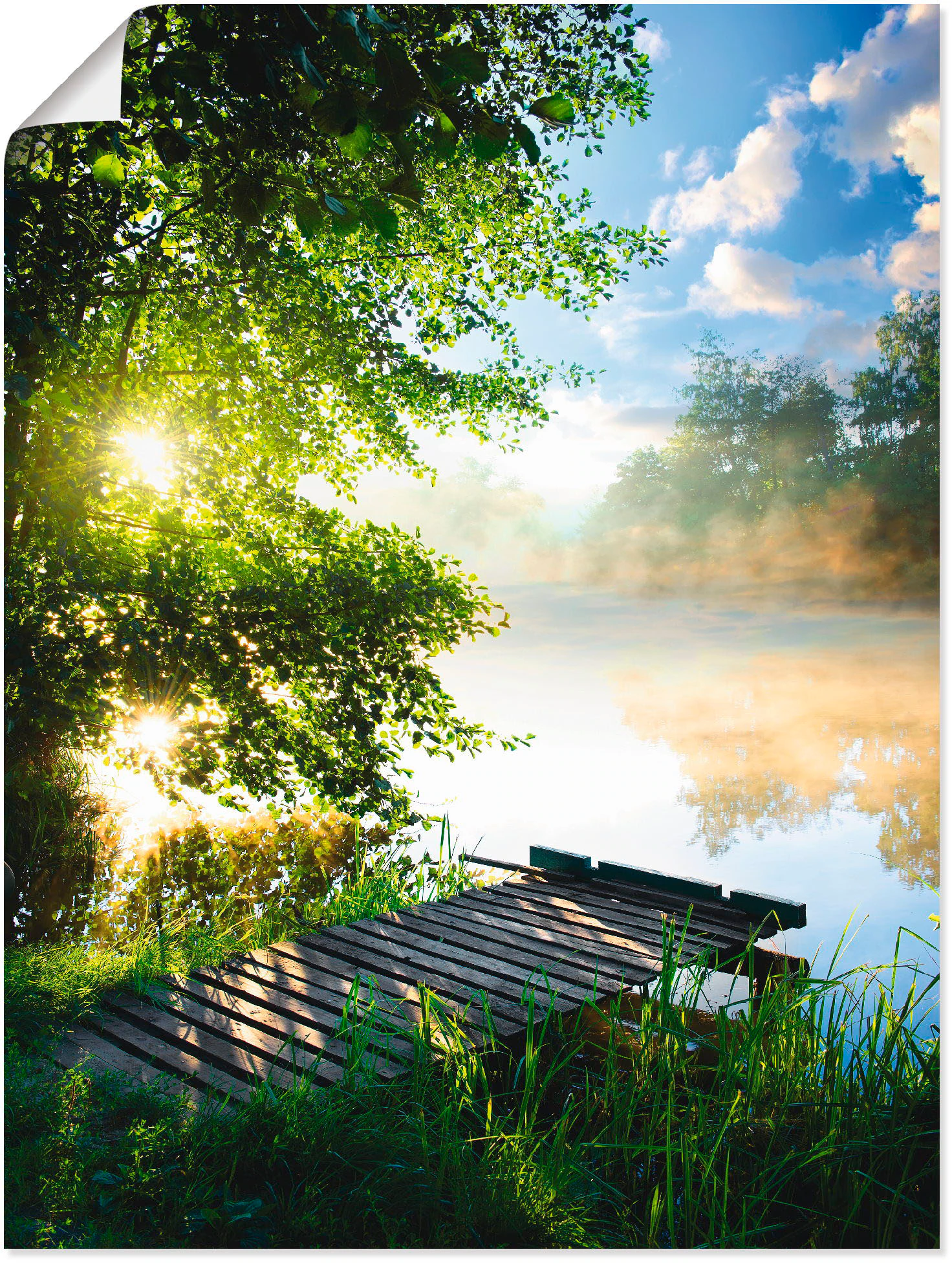 Artland Wandbild "Angelsteg am Morgen", Gewässer, (1 St.), als Alubild, Out günstig online kaufen